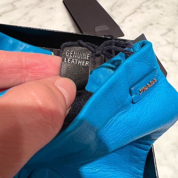 NWT PRADA Lamb Leather Long Embellished Gloves in box size 7.5 - Picture 8 of 11